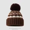 Gorro infantil Fair Isle rústico vintage, elegante gorro cálido de punto para otoño e invierno con pompón, gorro unisex versátil
