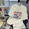 Camiseta de algodón de manga corta para mujer, nuevo estilo popular de verano 2026, holgada y estilizada, camiseta para estudiante, top versátil de dibujos animados para mujer, estilo Ins