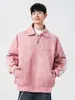 Chaqueta de Cuero PU Acu para Hombre con Solapa Rayada Desgastada y Manchas, Cuello Alto, Corte Holgado Casual con Cremallera y Remaches