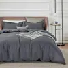 Conjunto de três peças de algodão lavado liso transfronteiriço super macio kit de capa de edredom dobrável atacado de roupa de cama