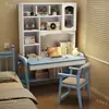 Escritorio de Madera Maciza con Estantería Estantería Mesa Integrada Estudiante Hogar Dormitorio Mesa de Estudio Infantil Mesa de Oficina para Adultos Mesa de Computadora