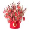 Fruta de la fortuna para bodas, hoja dorada, baya roja, flor artificial, colgante de fruta de acebo, fruta roja, cubo de la suerte, adornos, cubo de flores