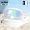Gafas de Natación para Niños con Marco Grande, Galvanizadas, Impermeables, Antivaho, Tapones para los Oídos Integrados, Gafas de Natación Profesionales de Verano para Niñas para Playa y Piscina