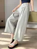 Pantalones balloon de diseño biselado estilo coreano para mujer, pantalones de pierna ancha cropped, nuevos pantalones casuales curvos holgados de verano 2026 A13148