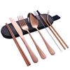 Amazon Transfronteiriço Palito de Aço Inoxidável para Exterior Conjunto de Talheres Portátil de Aço Inoxidável Garfo, Faca e Colher Hashi Montado Conjunto de Silicone
