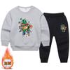 Conjunto de Suéter Grueso con Forro de Felpa para Niños Otoño e Invierno Niños Pequeños y Medianos Estilo Occidental Ropa Deportiva Casual para Niños Conjunto de Dos Piezas