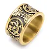Aliexpress Joyería de Moda Retro Europea y Americana Personalizada Cuatro Anillos Grandes Bestias Míticas Acero de Titanio Pulido 316 Aprobación Directa de Fábrica