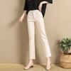 2024 Verão Fino Branco Cremoso Fumaça Tubo Calças Emagrecimento Jeans Mulheres Cintura Alta Cropped Stretch Calças Retas