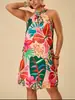 2026 Transfronterizo Amazon Primavera/Verano Nuevo Vestido de Tirantes de Planta y Flores Moda Versátil Casual Cuello Halter