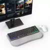 Apoio de Pulso para Teclado, Suporte Elevador de Teclado, Apoio de Mão em Couro Macio, Suporte Elevado de Pulso para Digitação, Pad de Escritório, Acessórios de Armazenamento, Madeira