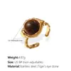 Anillo de Piedra Ojo de Tigre de Alto Grado Nicho Transfronterizo Europeo y Americano Diseño Versátil para el Commuter Francés Collar de Piedra Natural