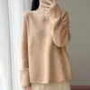 Suéter de lana de cuello en V estilo suave para otoño e invierno para mujer, tejido de punto holgado de manga larga con un toque de alta gama, cuello de encaje, moderno y elegante