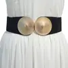 Nuevo Cinturón de Mujer Transfronterizo Personalidad Hebilla de Sombrero de Paja Metálica Decoración Cinturilla Pequeña Elástico Banda Elástica Cinturón de Cuero Sintético