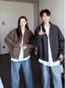 Chaqueta de Béisbol de Gamuza de Marca de Moda Ropa de Dos Piezas de Cuero PU para Pareja Ropa de Trabajo Traje de Motociclista para Primavera y Otoño Abrigo