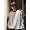 Em estoque: Novo modelo de outono de 2026, camiseta de algodão pesado de 380g com mangas compridas para homens, com mangas listradas
