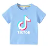 TikTok TikTok Ropa Nueva para Niños Camiseta de Manga Corta de Verano para Niños Camisa Básica para Niños y Niñas Camiseta de Media Manga Top para Niños