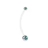 Clavo de Ombligo de Caña Suave Transfronterizo Europeo y Americano Bola de Arcilla Suave Diamante Doble Uña de Ombligo de Acrílico Mujeres Embarazadas Joyería de Piercing UV Anillo de Ombligo