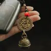 Design Original Corda Trançada Feita à Mão Latão Retrô Chaveiro de Segurança com Sino Acessório Pingente para Chave de Carro