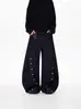Calça Jeans Botão Tendência Estilo Americano para Homens e Mulheres, Cleanfit Solta Casual Cool Wide-Leg