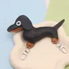 Pingente Fofo de Cachorro Dachshund de Couro Desenho Animado Filhote Pingente de Celular Fivela Dupla Coração Feminino Chaveiro de Bolsa