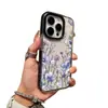 Funda tipo hada azul y morada con enredadera floral y mariposa para iPhone 16, funda de teléfono floral transparente de color contrastante, suministro transfronterizo, en stock