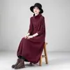 Vestido de manga comprida de gola alta de cor sólida para mulheres, atacado transfronteiriço, casual para primavera e outono, plus size, solto, modelador, saia longa em formato de sino