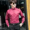 Camisa de Color Sólido para Hombre de Manga Larga Ajustada para Primavera y Otoño, Camisa de Manga Corta de Negocios de Moda Estilo Coreano para Hombre, Versátil y Elegante