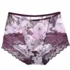 Calcinha Feminina com Forro de Algodão, Cintura Média-Alta, Tamanho Plus Size, Tamanho Grande, Cintura Alta, Efeito Emagrecedor, Respirável, Confortável, Floral, Forro de Algodão Puro