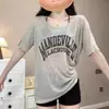 Blusa Casual Estampada de Manga Corta Estilo Coreano Talla Plus para Mujer, Camiseta de Diseño Veraniego, Corte Holgado para Cubrir Figuras Curvilíneas