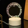 Venta al por mayor de fábrica tablero de escritura DIY de moda en internet luz nocturna luz nocturna 3D tablero de mensajes luminoso acrílico borrable