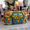 Bolsa de maquillaje acolchada floral de girasol transfronteriza, bolsa multifuncional, impresión digital, directo del fabricante