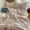 Juego de Colcha de Gasa con Volantes de Encaje Estilo Princesa de Verano Cuatro Piezas, Colcha de Aire Acondicionado, Colcha Refrescante de Verano, Fresco Juego de Tres Piezas, Colcha Lavable a Máquina