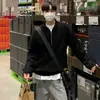 Tejido de punto con cuello mao estilo Hong Kong para hombre, diseño Otoño e Invierno, tejido de punto con media cremallera, moda de nicho, chaqueta casual holgada versátil