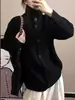 Cardigan de Tricô Gola Alta Novo Estilo Coreano Outono/Inverno Feminino Casaco Suéter Estilo Solto Emagrecedor Moda Preguiçosa