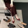 Zapatos de Tacón Grueso con Punta Cuadrada y Boca Baja 2024 Otoño Nuevo Estilo Francés Elegantes de Tacón Bajo con Estampado de Leopardo para Mujer