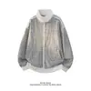 Sudadera retro a cuadros de dos rayas en bloques de color para hombre, nueva de primavera y otoño, chaqueta casual de moda con cuello alto para jóvenes
