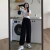 Pantalones Deportivos Casuales para Mujer Wubixie Otoño Nuevo de Cintura Alta tipo Jogger de Nueve Puntos Estilo Coreano Sueltos de Pierna Ancha Venta al por Mayor