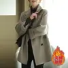 Abrigo de Lana para Mujer 2025 Invierno Nueva Moda Estilo Coreano Corte Holgado Adelgazante Versátil Elegante Abrigo de Lana Básico Versátil