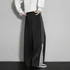 Pantalones deportivos de rayas personalizados/estilo americano, nueva colección de otoño, corte holgado, caída suave, bordado color-blocking, versátiles pantalones deportivos casuales, largos, blanco y gris