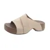 Versión de Cuero Suave~Pantuflas de Suela Gruesa sin Cierre para Mujer, Nuevo Estilo de Verano para Usar al Aire Libre con Faldas, Sandalias de Suela Suave con Punta Abierta Estilo Birkenstock