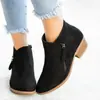 Botines transfronterizos europeos y americanos otoño 2026 gamuza talla grande cremallera lateral tacón grueso, botines cortos de moda para mujer otoño e invierno, botines apilados