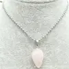 Collar con colgante de gota de agua de ágata de cristal natural, cristal de cuarzo rosa, ágata de cristal, jade Dongling, piedra Ojo de Tigre, variedad de materiales opcionales