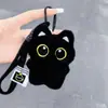 Fofo e Fofo Peixinho Olhos Grandes Gato Preto Boneco de Pelúcia Pingente de Bolsa de Casal Criativo Maçã Gatinho Preto Chaveiro