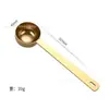Cuchara medidora de acero inoxidable 304 herramienta para hornear cuchara medidora de granos de café leche en polvo dorado plateado mango largo cuchara de cocina para el hogar