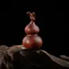 Colgante Adorno de Calabaza Pequeña con Cabeza de Dragón de Madera de Azufaifo Golpeada por el Rayo, Decoración Finamente Tallada de Paz y Prosperidad, Talla de Madera Hecha a Mano Suministros Taoístas