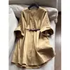 Estilo 2026 Mangas de Dos Usos Cintura Ceñida Falda de Longitud Media Cárdigan Estilo Gabardina Vestido Camisa Venta al por Mayor N1FQ6992
