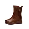 Zapatos de Algodón para Mamá de Comercio Exterior Otoño e Invierno Forrados de Felpa Zapatos de Algodón y Cuero para Mediana Edad y Mayores Suela Suave Suela Gruesa Botas de Tacón Medio Botas de Algodón para Mujer hasta la Pantorrilla