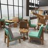 Fábrica Direta Lote Madeira Maciça Leite Chá Loja Café Biblioteca Bar Transparente Mesa de Jantar e Cadeira Porta-Cartão Conjunto de Combinação de Sofá