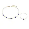 Colar de Pérolas Personalizado Estilo Old Money Olho Grego Pulseira Feminina Venda Quente Transfronteiriça Conjunto de Joias Versátil de Alta Qualidade