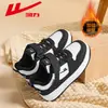 Huili meninas dois sapatos de algodão 2024 inverno novo tênis infantil forrado de lã sapatos de algodão crianças grandes sapatos de inverno quentes e grossos